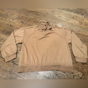 MyState Tan Tie Neck Knit Sweater Top Size XL